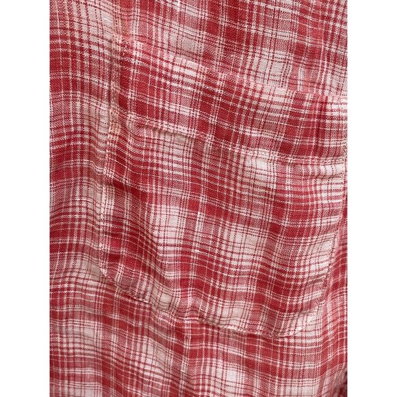 Peter Millar Men's M Red Plaid 100% Linen Long Sleeve Snap Button-Up Shirt - Picture 7 of 8